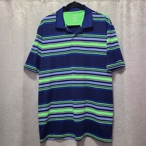 Chaps Golf Blue and Green Striped‎ Polo Shirt Mens Size Large